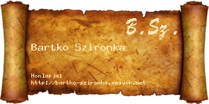 Bartko Szironka névjegykártya