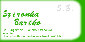 szironka bartko business card